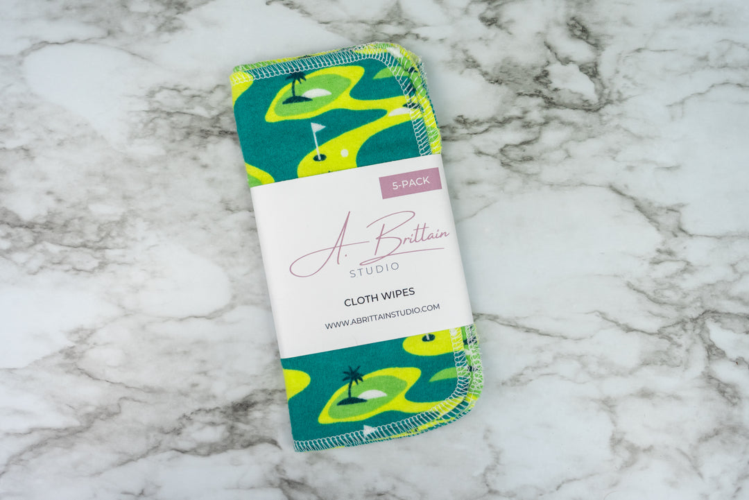 Reusable Cloth Wipes - Golf Day