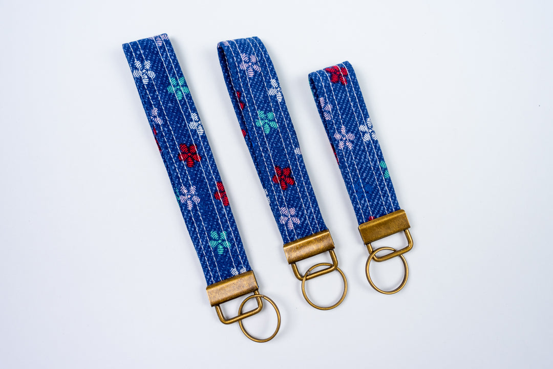 Keychains - Embroidered Denim