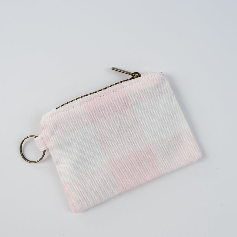 Mini Zipper Pouch - Pink Gingham
