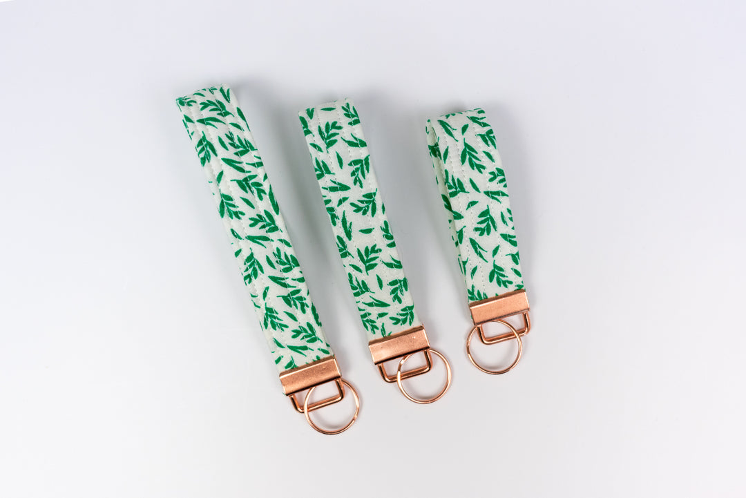 Keychains - Green & White Leaves