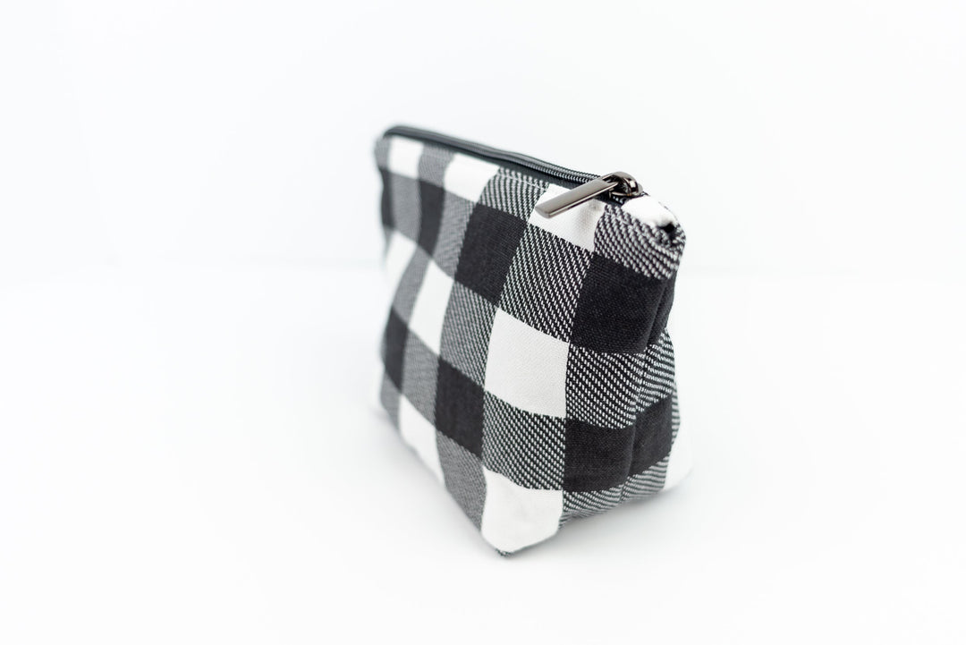 Flawed - Small Black & White Buffalo Check  Wedge Bag