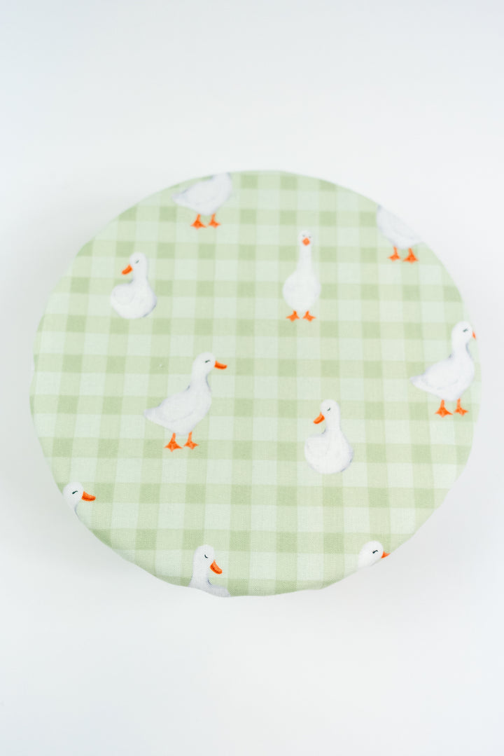 Reversible Bowl Cover – Green Geese