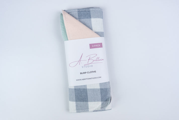 Burp Cloths - Gray Gingham