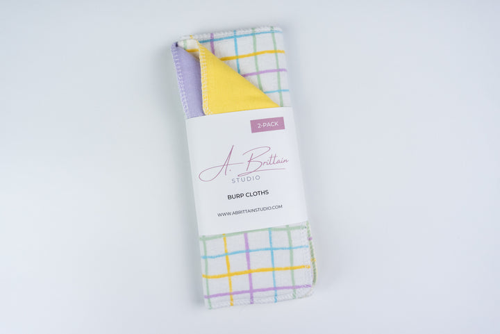 Burp Cloths - Pastel Grid