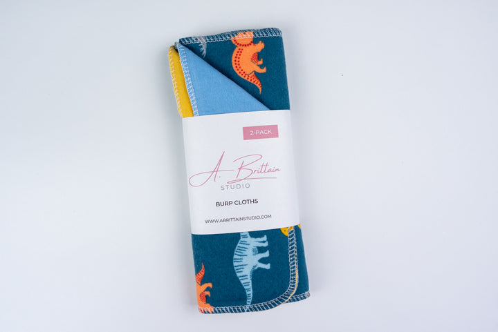 Burp Cloths - Blue Dinosaurs