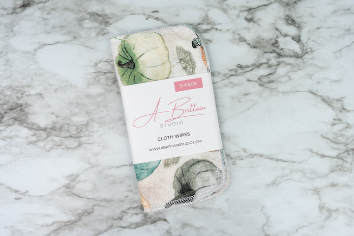 Reusable Cloth Wipes - Grey Pumpkins