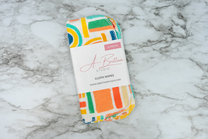 Reusable Cloth Wipes - Rainbow Blocks
