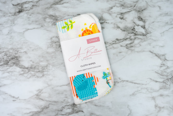 Reusable Cloth Wipes - White Zoo