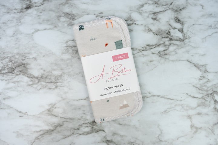 Reusable Cloth Wipes - Grey Woodlands