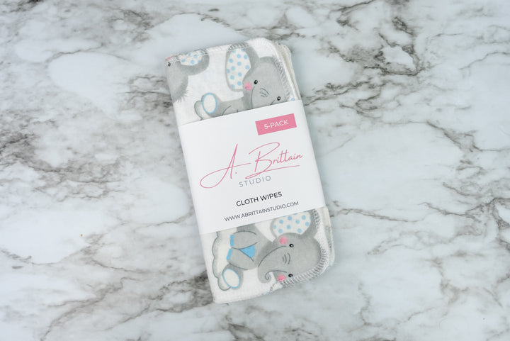 Reusable Cloth Wipes - Baby Elephants