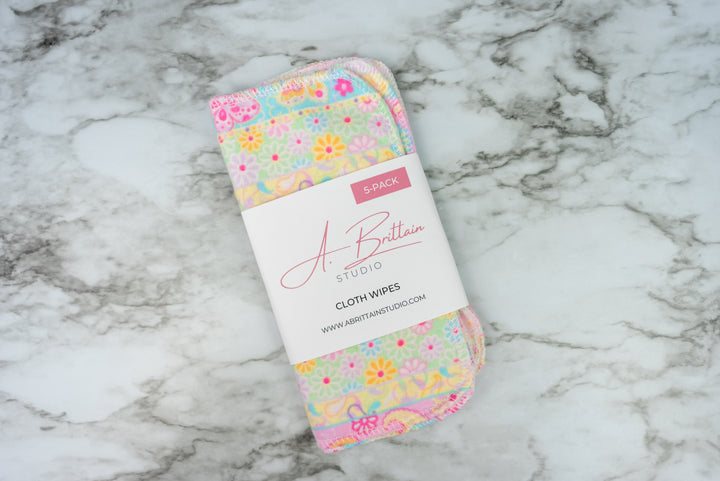 Reusable Cloth Wipes - Butterfly Stripe