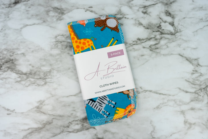 Reusable Cloth Wipes - Blue Zoo