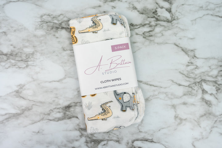 Reusable Cloth Wipes - Neutral Safari