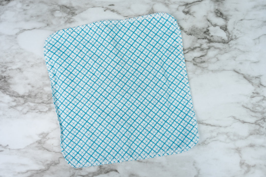 Reusable Cloth Wipes - Blue Grid