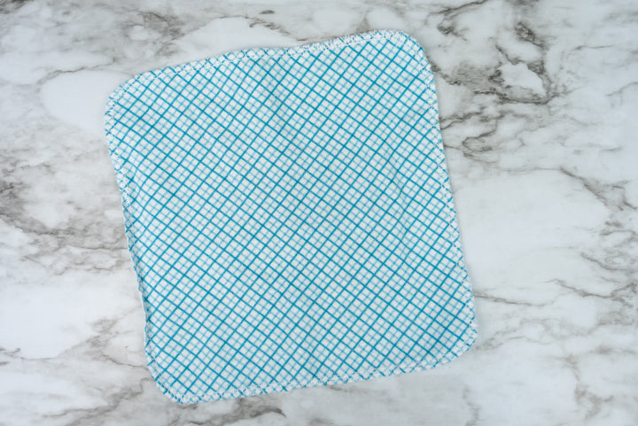 Reusable Cloth Wipes - Blue Grid