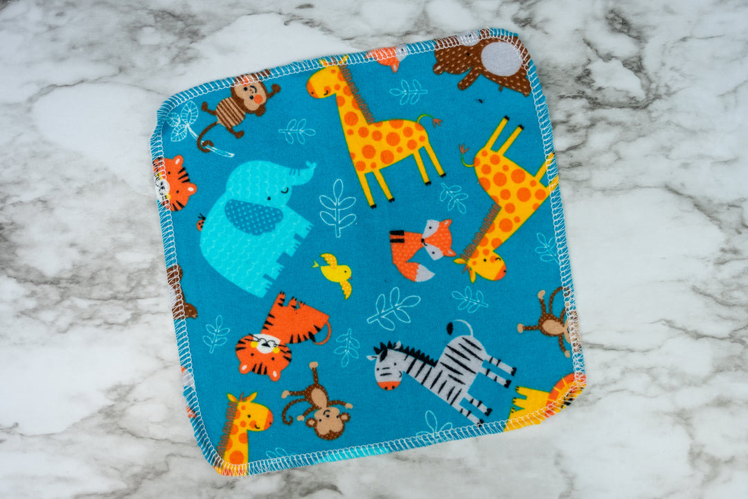Reusable Cloth Wipes - Blue Zoo