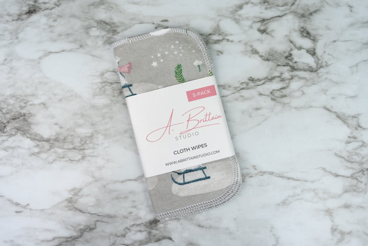 Reusable Cloth Wipes - Skating Polar Bears