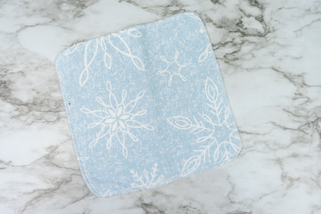 Reusable Cloth Wipes - Light Blue Snowflakes