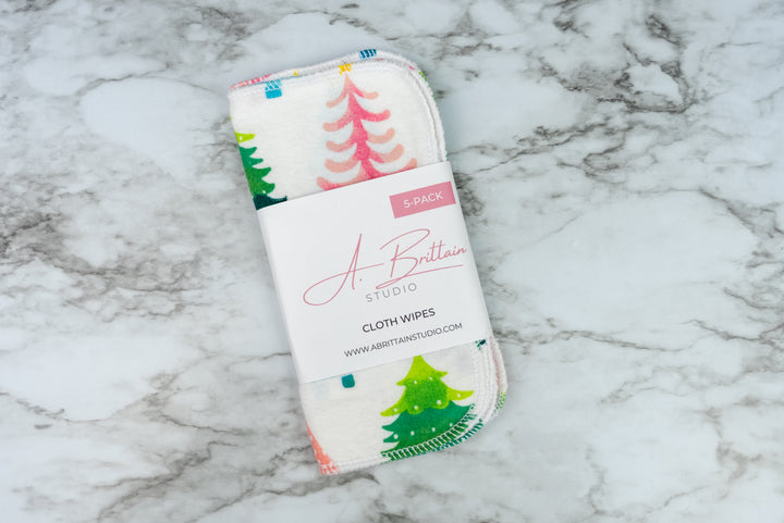 Reusable Cloth Wipes - Multi-Colored Trees