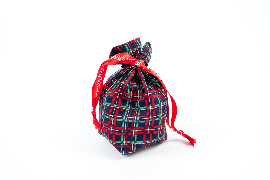 Reusable Fabric Gift Bags - Blue and Red Plaid