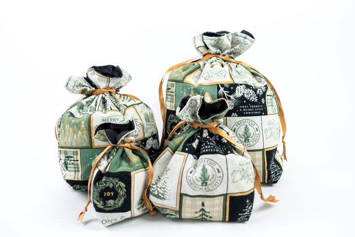 Reusable Fabric Gift Bags - Merry Christmas