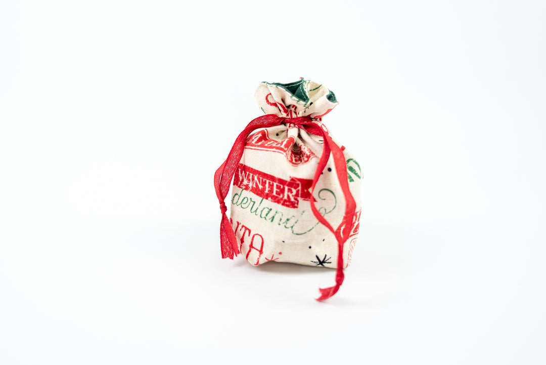 Reusable Fabric Gift Bags - Red & Green Santa
