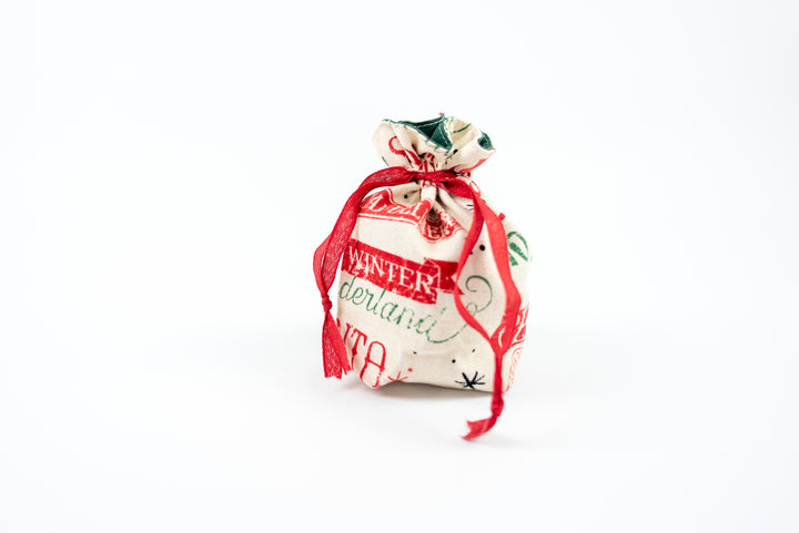 Reusable Fabric Gift Bags - Red & Green Santa