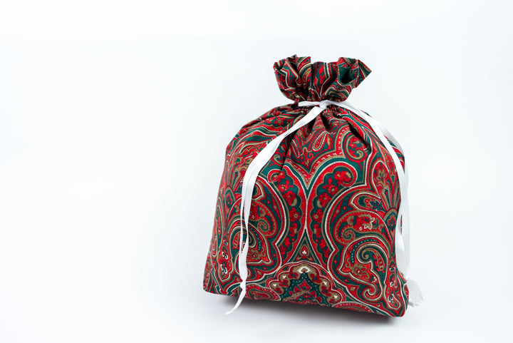 Reusable Fabric Gift Bags - Christmas Paisley