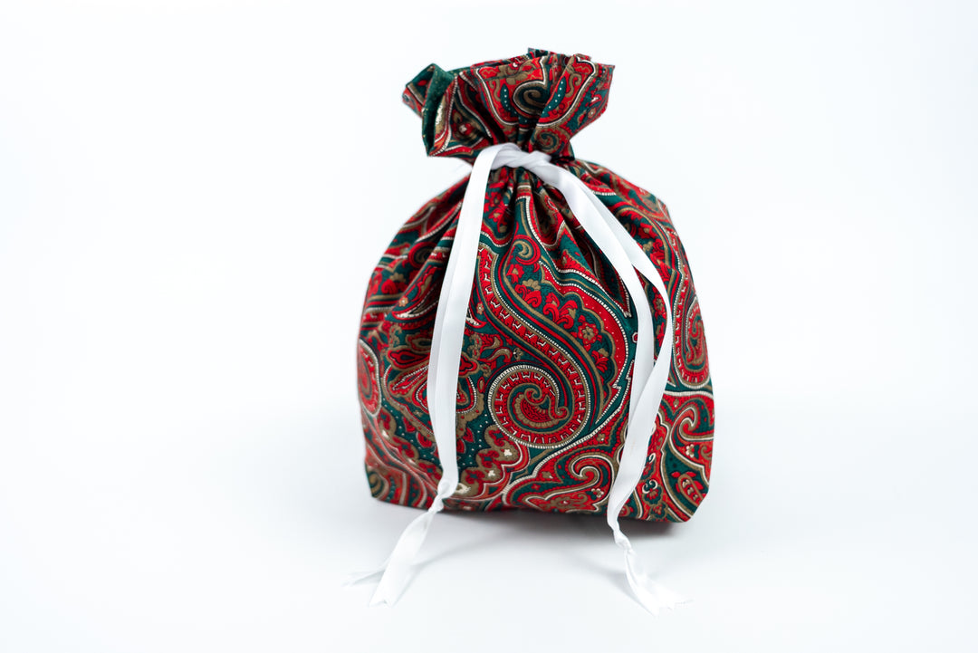 Reusable Fabric Gift Bags - Christmas Paisley