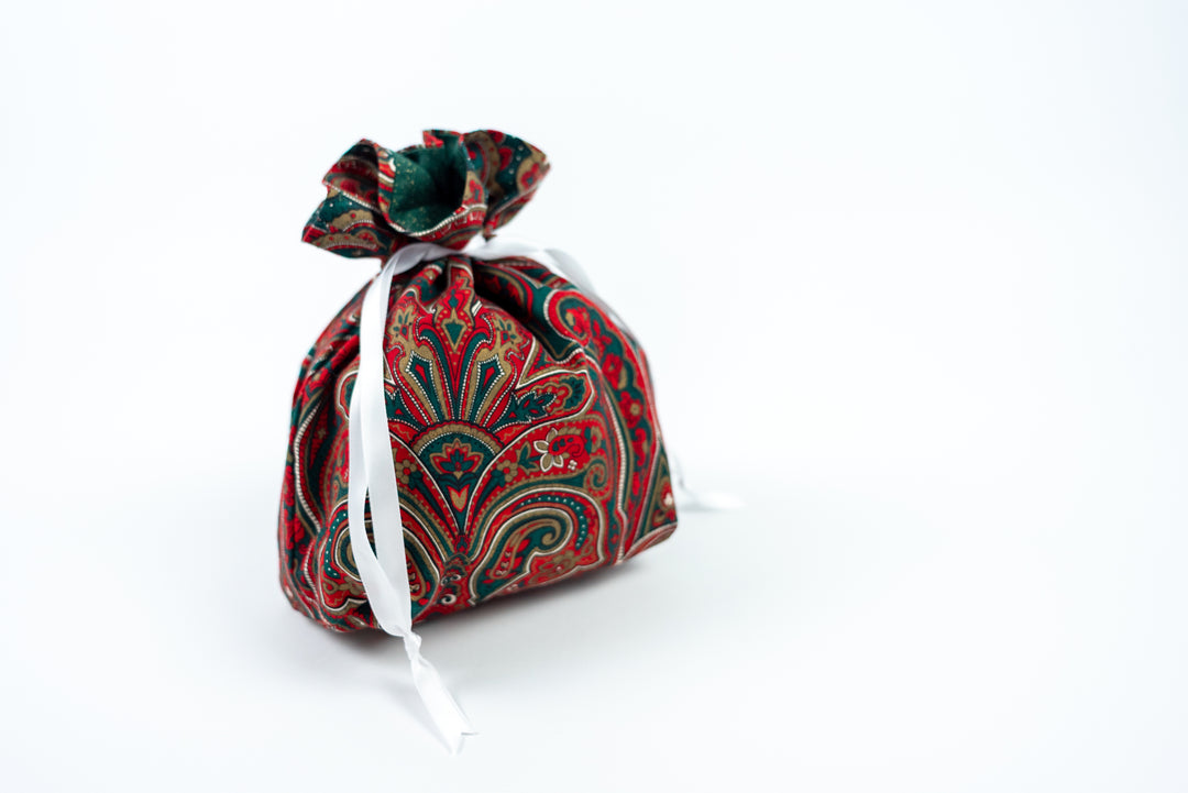 Reusable Fabric Gift Bags - Christmas Paisley