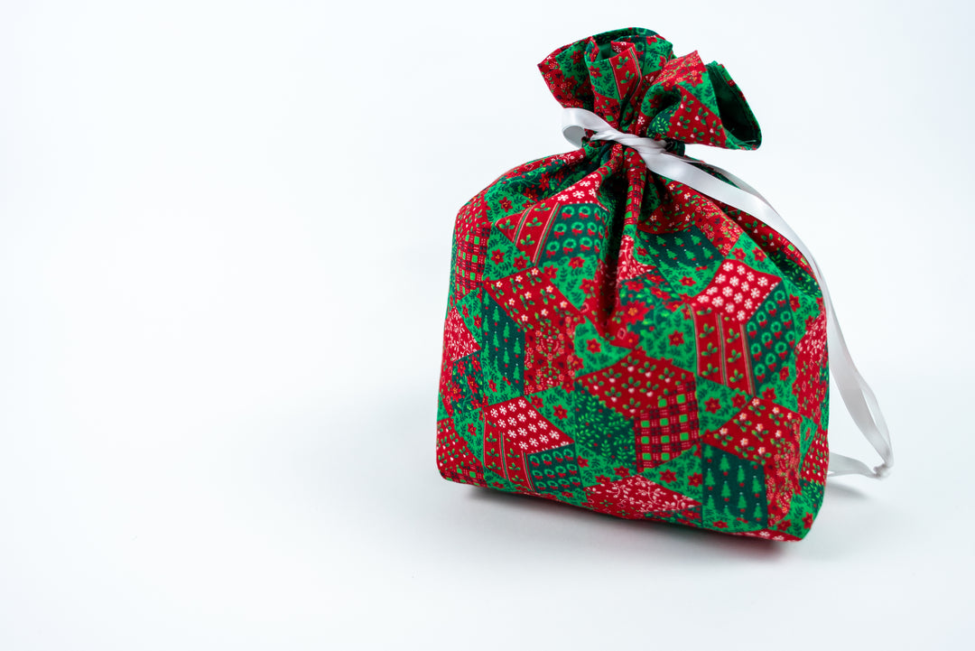 Reusable Fabric Gift Bags - Christmas Patchwork