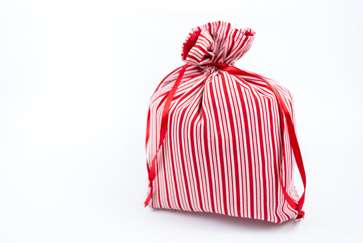 Reusable Fabric Gift Bags - Red & White Stripe