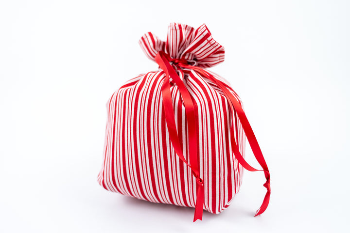 Reusable Fabric Gift Bags - Red & White Stripe