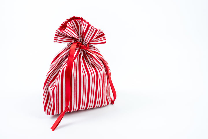 Reusable Fabric Gift Bags - Red & White Stripe