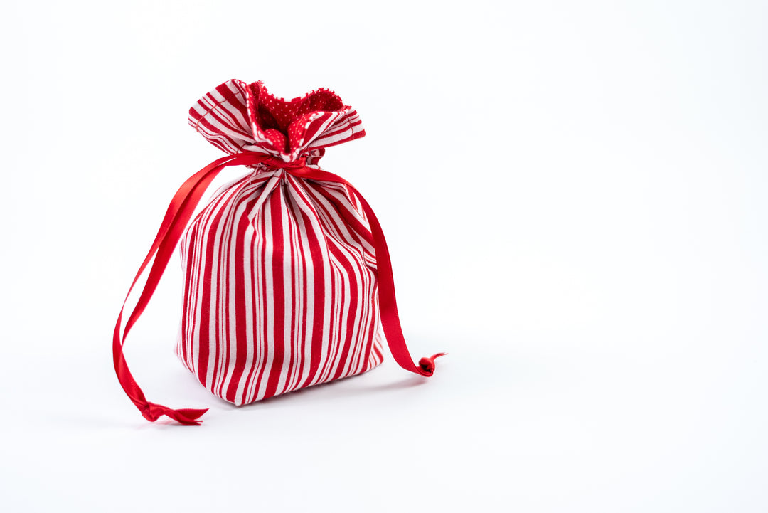 Reusable Fabric Gift Bags - Red & White Stripe