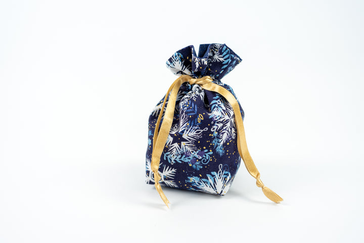 Reusable Fabric Gift Bags - Blue Snowflakes