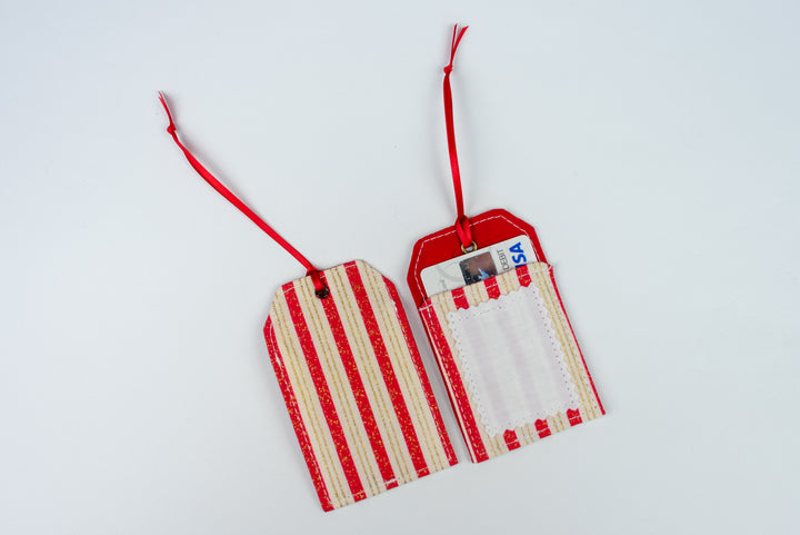 Reusable Gift Tag - Red, White & Gold Stripped