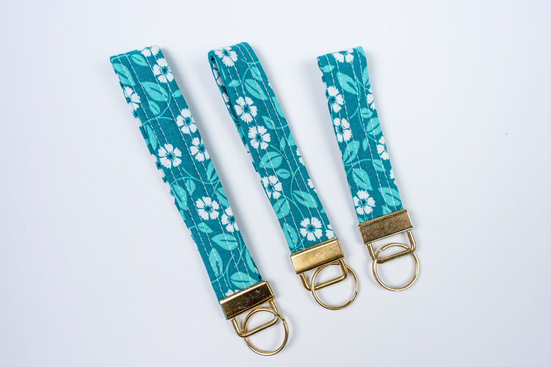 Keychains - Teal & White Floral
