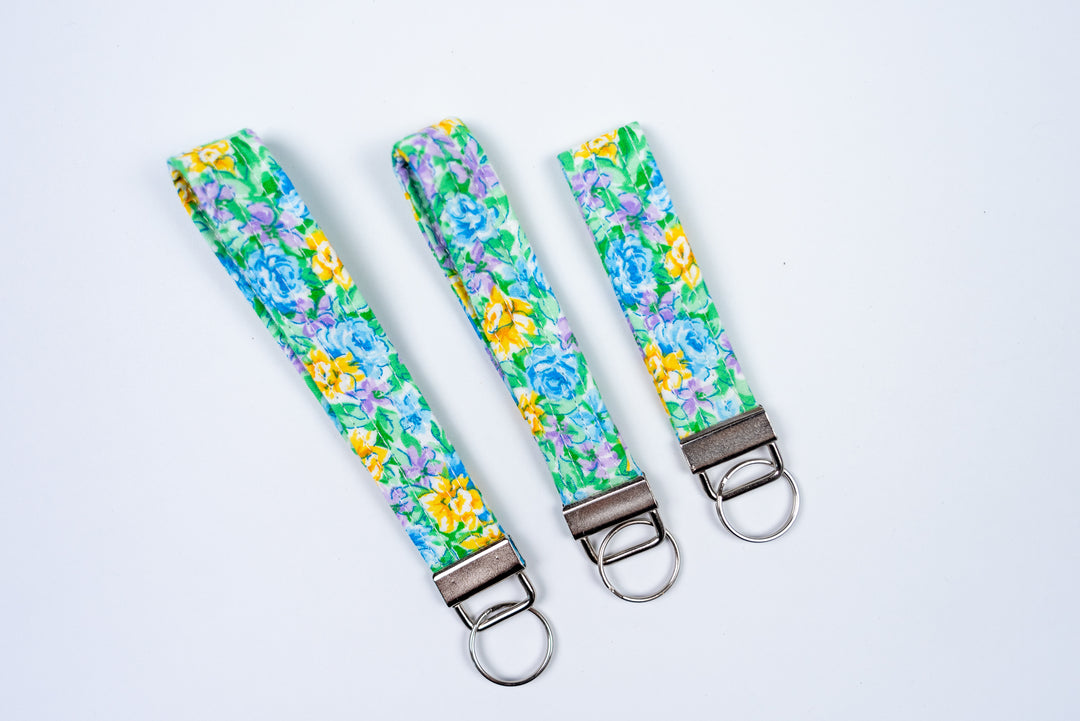 Keychains - Blue, Purple & Yellow Floral