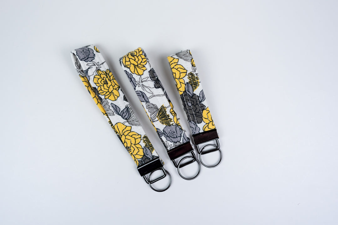 Keychains - Black & Yellow Floral