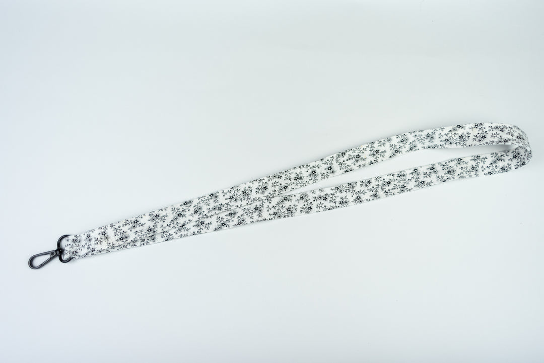 Lanyard - White & Black Floral