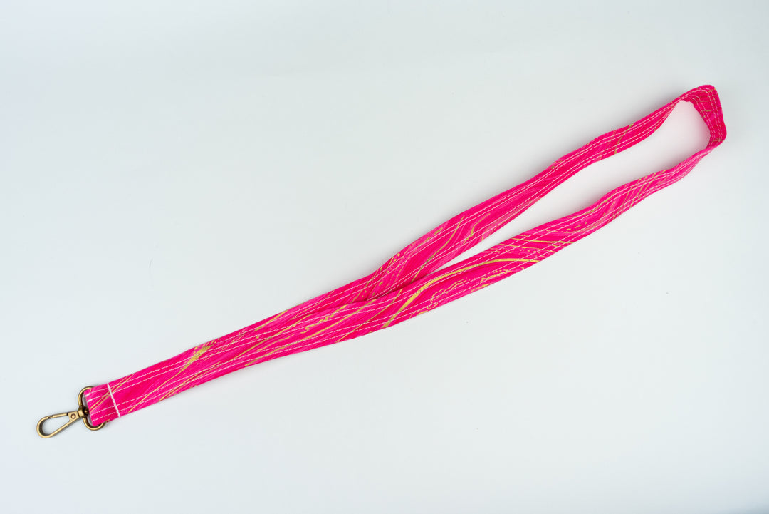 Lanyard - Pink & Gold Swirl