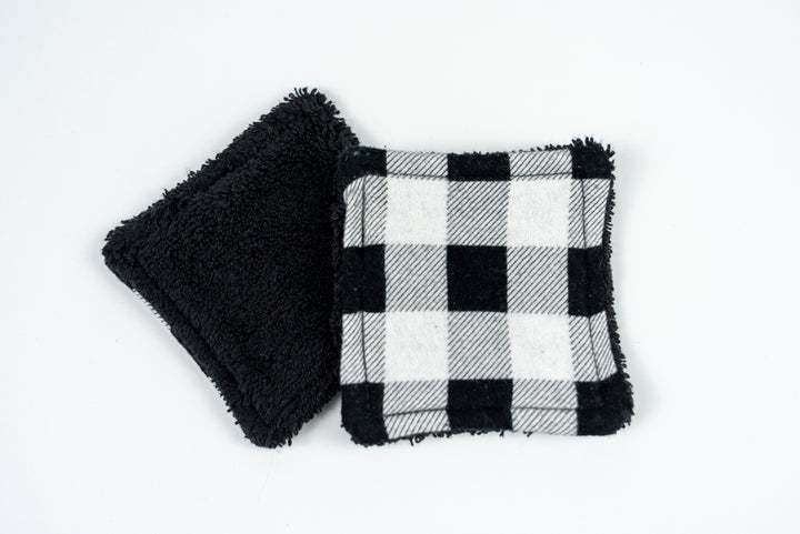 Reusable Makeup Wipes - Black & White Buffalo Check