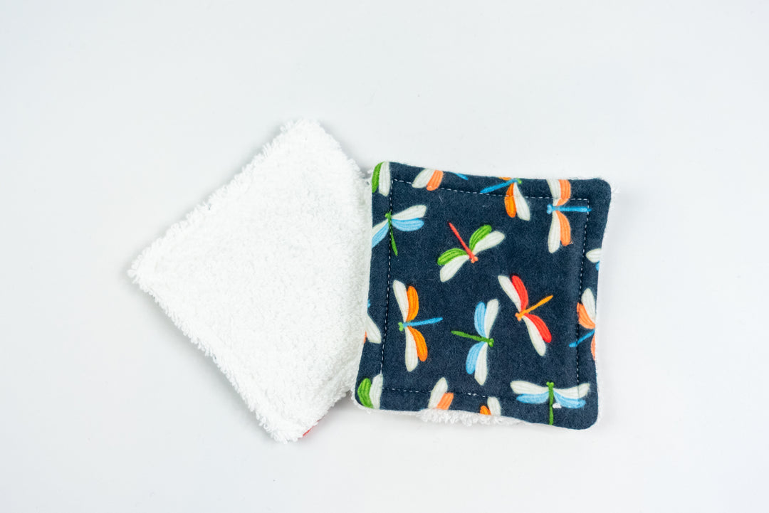 Reusable Makeup Wipes - Navy Dragonflies