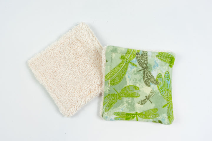 Reusable Makeup Wipes - Marbled Green Dragonflies
