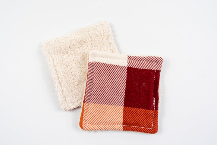 Reusable Makeup Wipes - Rust Plaid