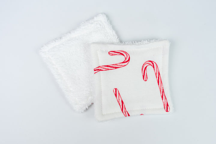 Reusable Makeup Wipes - Candy Canes