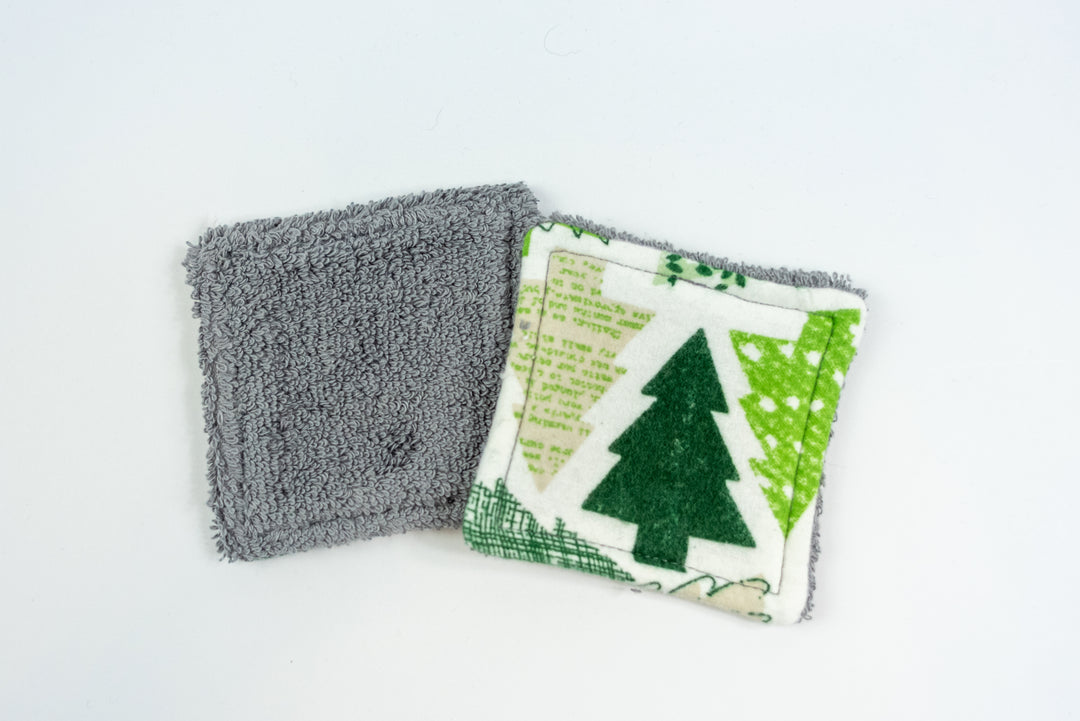 Reusable Makeup Wipes - Green Christmas Trees