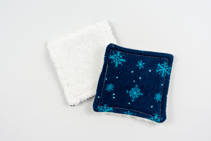Reusable Makeup Wipes - Blue Snowflakes