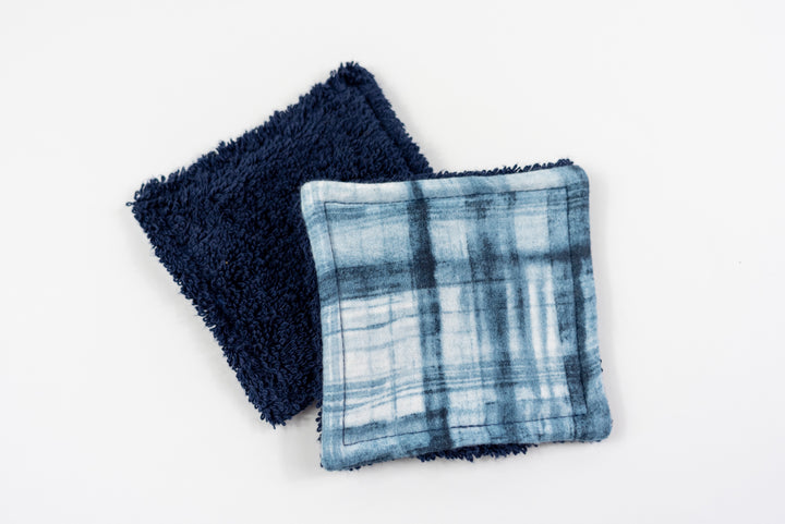 Reusable Makeup Wipes - Blue Watercolor Plaid